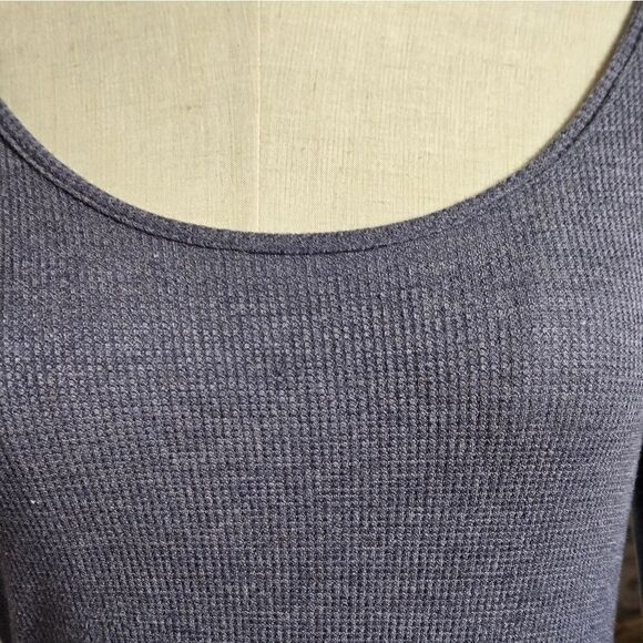 Lovely Melody Gray Waffle Knit Top with Patterned Cuffs - Picture 2 of 8